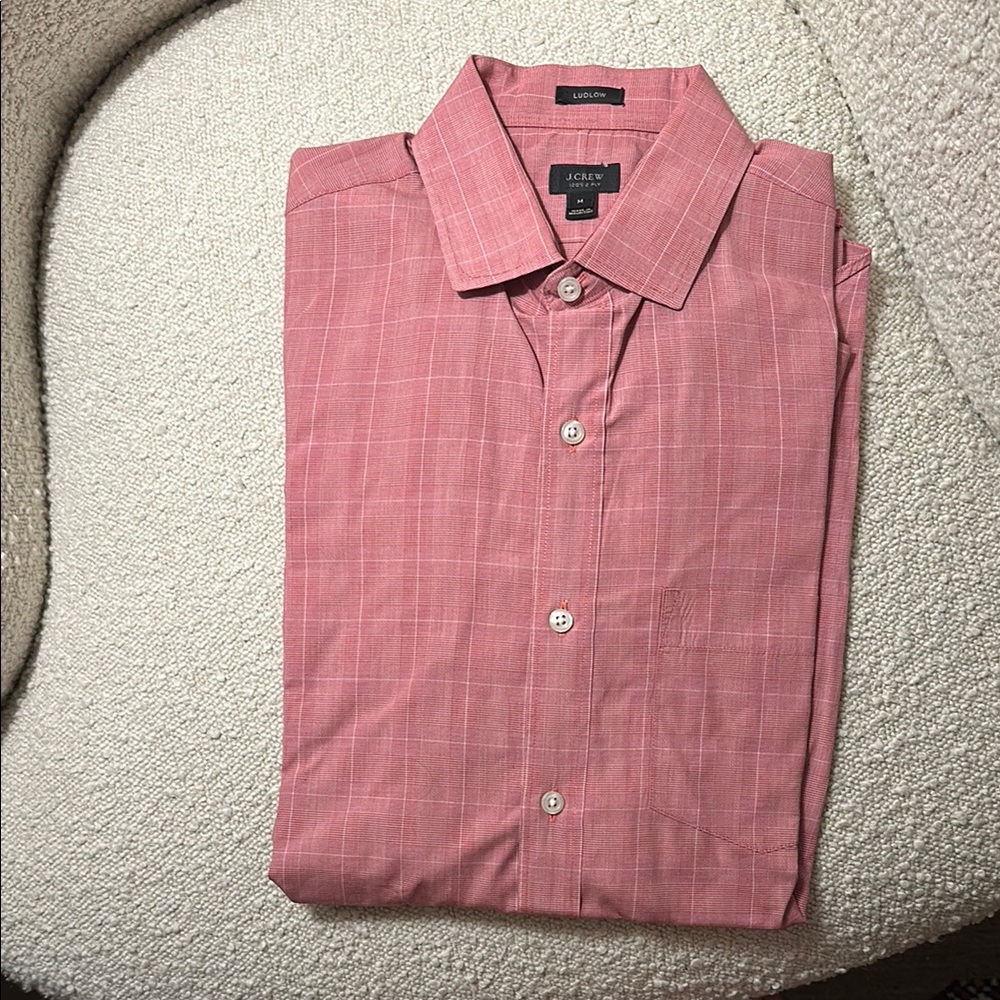 J. Crew Men's Pink Checkered Button Down Shirt